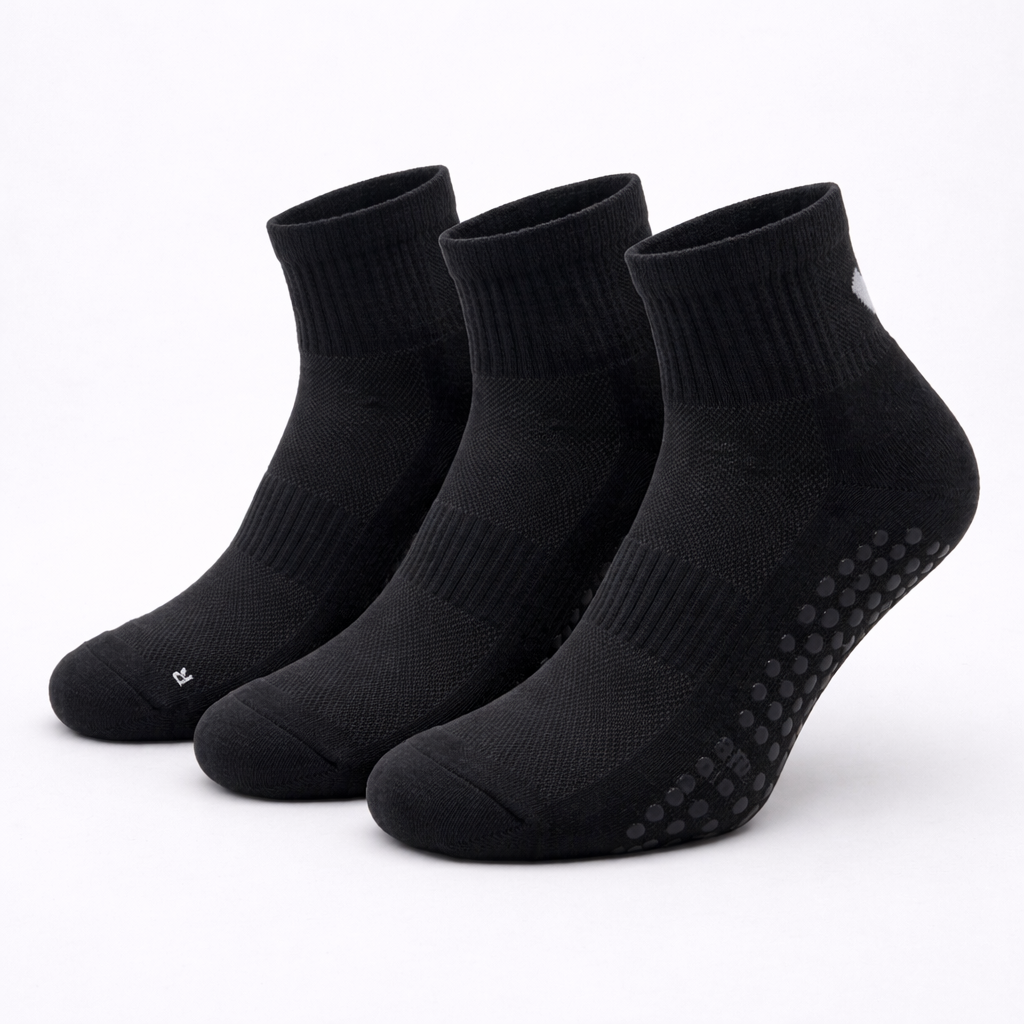 Calcetines Pilates & Yoga “Grip Balance” • Estabilidad y Seguridad • Pack 3 Pares • Negro
