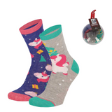 Bola de Navidad con 2 Pares de Calcetines para Niños - Unicornio