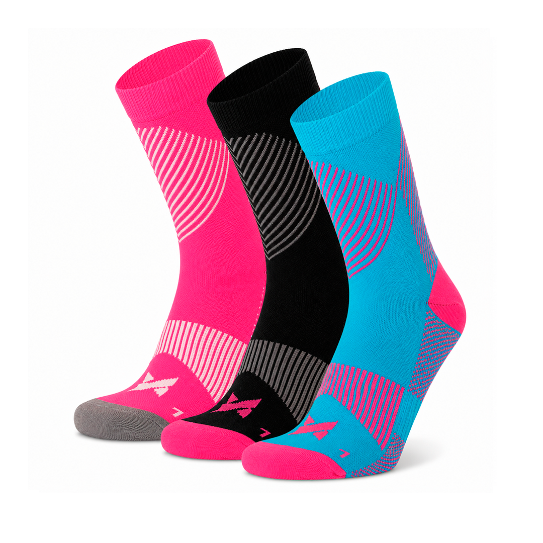 Calcetines de Compresión “Active” • Soporte y Recuperación • Pack 3 Pares • Multi Rosa