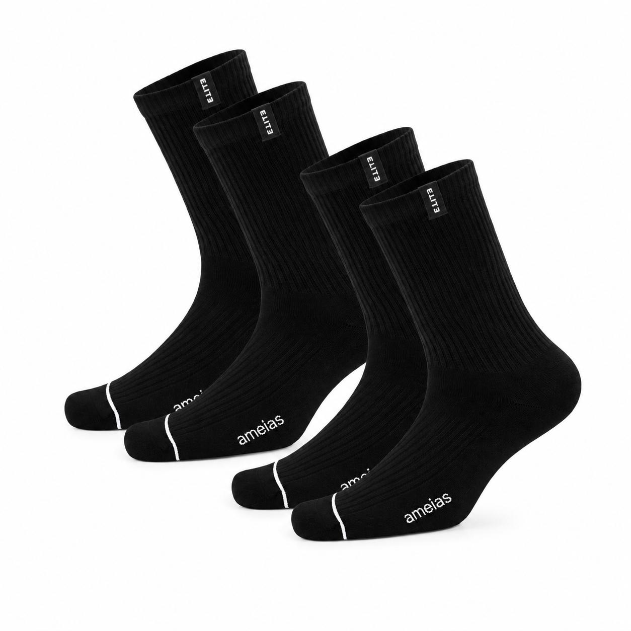 Calcetines “Elite Crew” • Comodidad y Resistencia • Algodón Superior • Pack 2 Pares • Negro