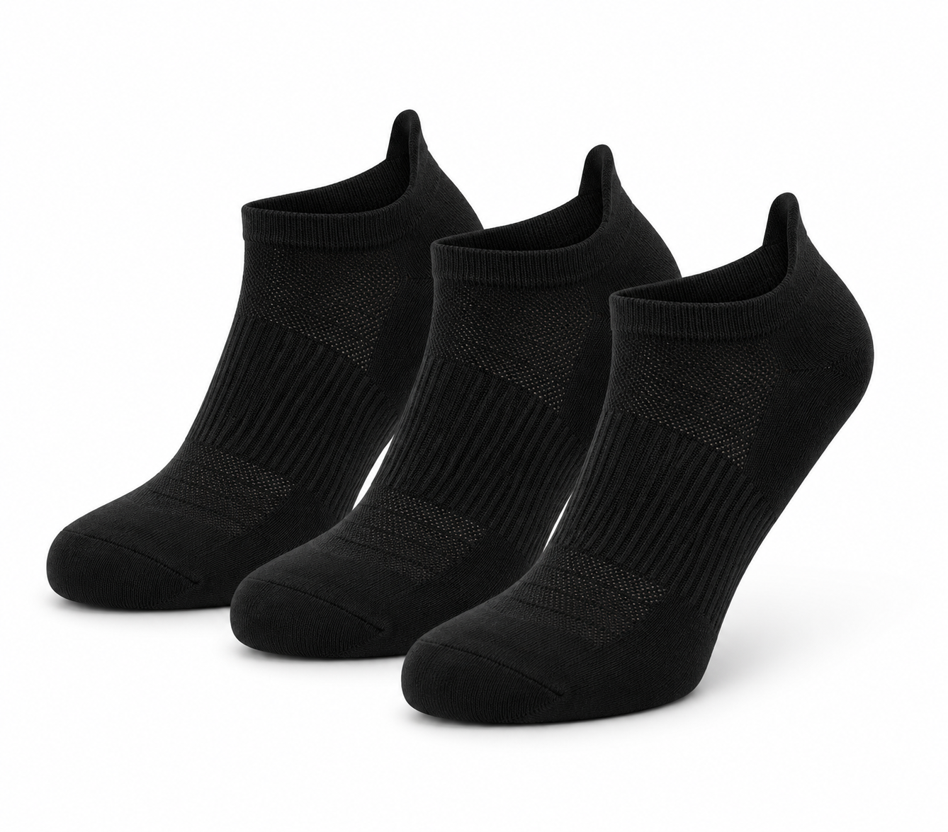 Paquete 3 pares de calcetines cortos deportivos de BAMBU color negro