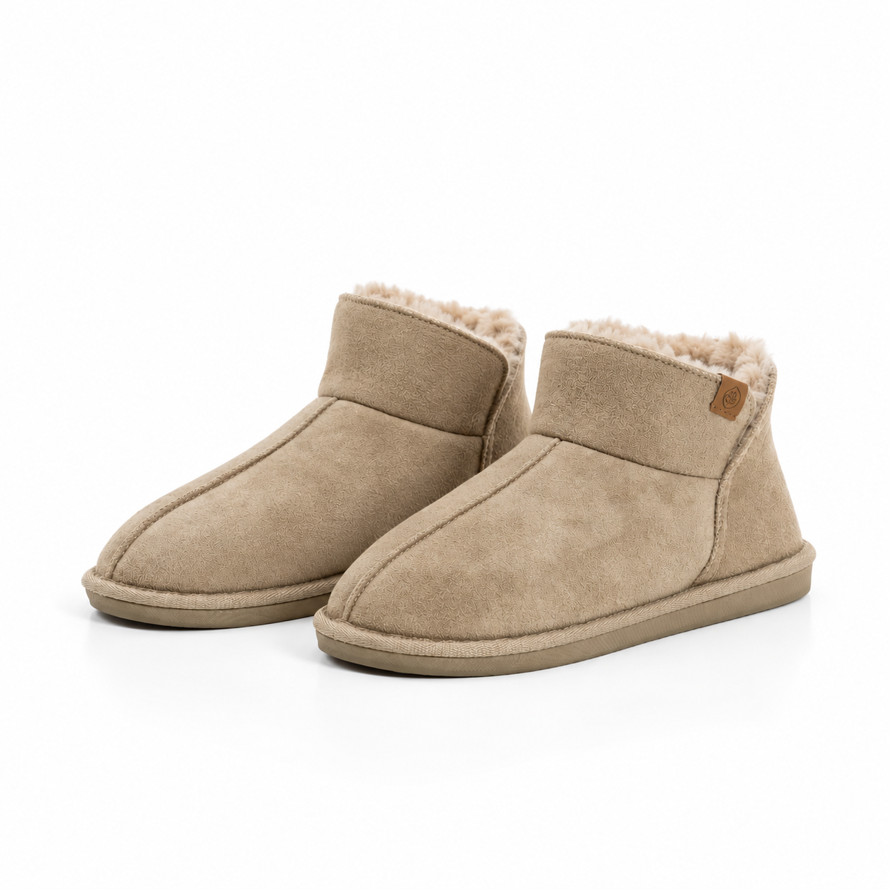 Botines de Interior Mujer “Cozy Feet” • Efecto Ante con Forro Polar • Beige