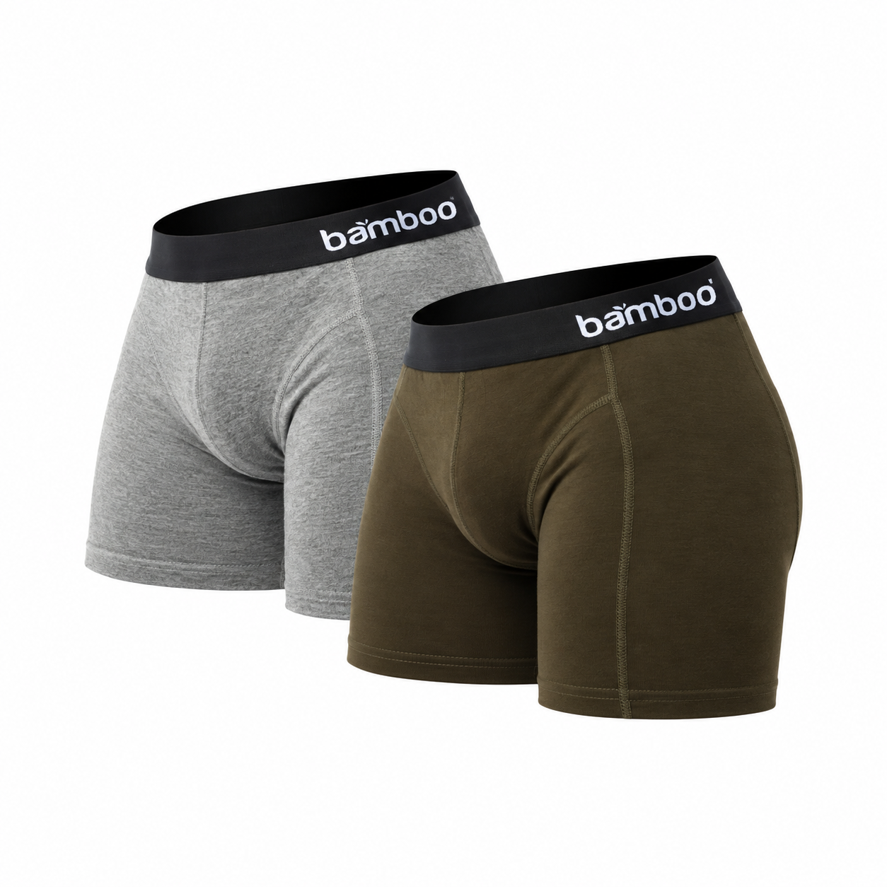 Boxers Hombre "Bamboo Comfort" • Tacto Ultrasuave Bambú • Pack 2 • Verde y Gris