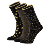 Caja Regalo 3 Pares de Calcetines Glitter Gold