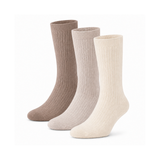 Meias de Bambu Caneladas "Soft Rib" Mulher Bege - Pack 3 Pares