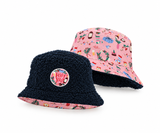 Sombrero Bucket “Holly Jolly” • Navideño Reversible • Azul Marino & Rosa