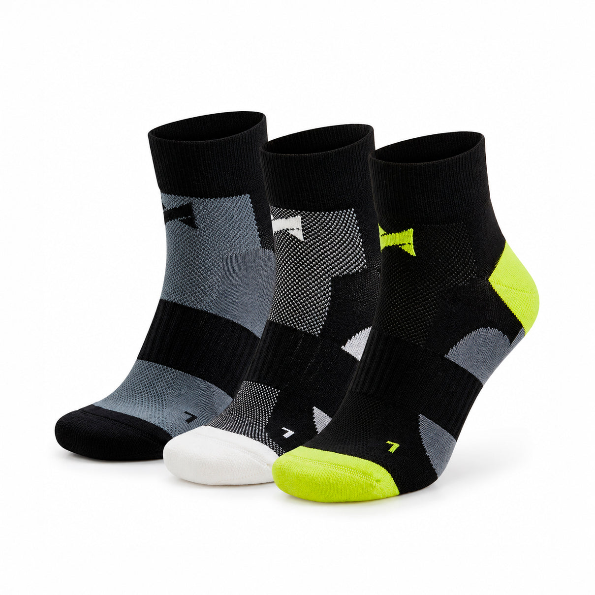 Calcetines de Ciclismo Caña Corta "Quick Dry" • Ajuste y Protección • Pack 3 Pares • Multi Negro