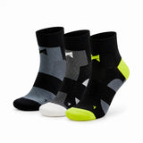 Calcetines de Ciclismo Caña Corta "Quick Dry" • Ajuste y Protección • Pack 3 Pares • Multi Negro