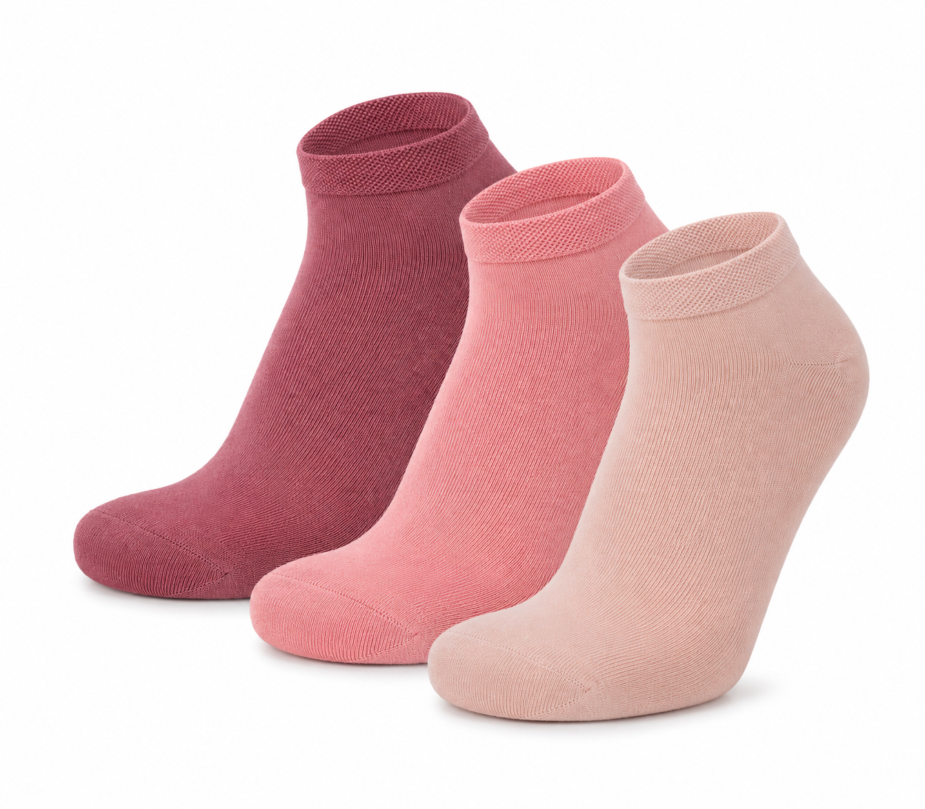 Calcetines Cortos “Silk Touch” ● Suavidad Extrema Bambú ● Pack 3 Pares ● Multi Rosa