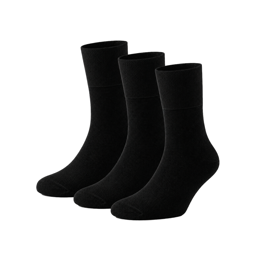 Calcetines “Silk Touch” • Para Diabéticos • Anti-Press • Bambú • Pack 3 • Negro