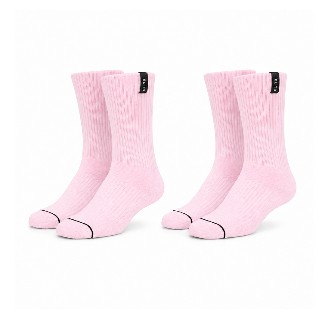 Meias Elite em Algodão Premium • Rosa • Pack 2 Pares