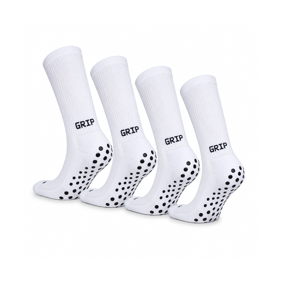 Meias Grip Pro • Antiderrapantes • Pack 2 Pares • Branco