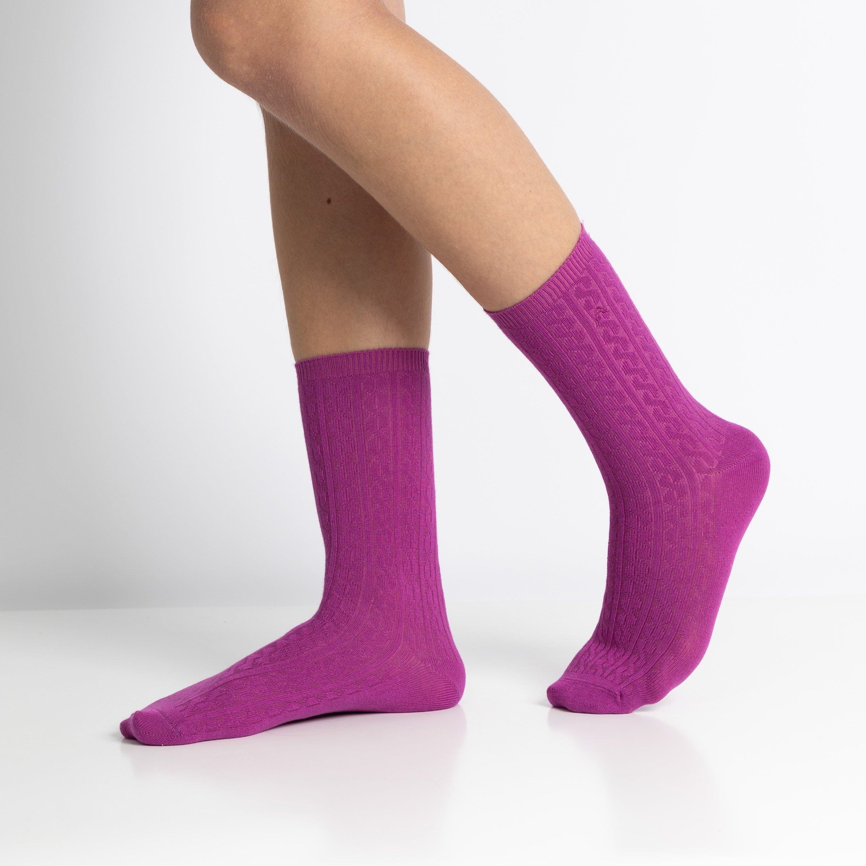 Meias clássicas caneladas para mulher, em fibra de bambu, multi cor rosa, amarelo e roxo. Meias frescas e suaves.