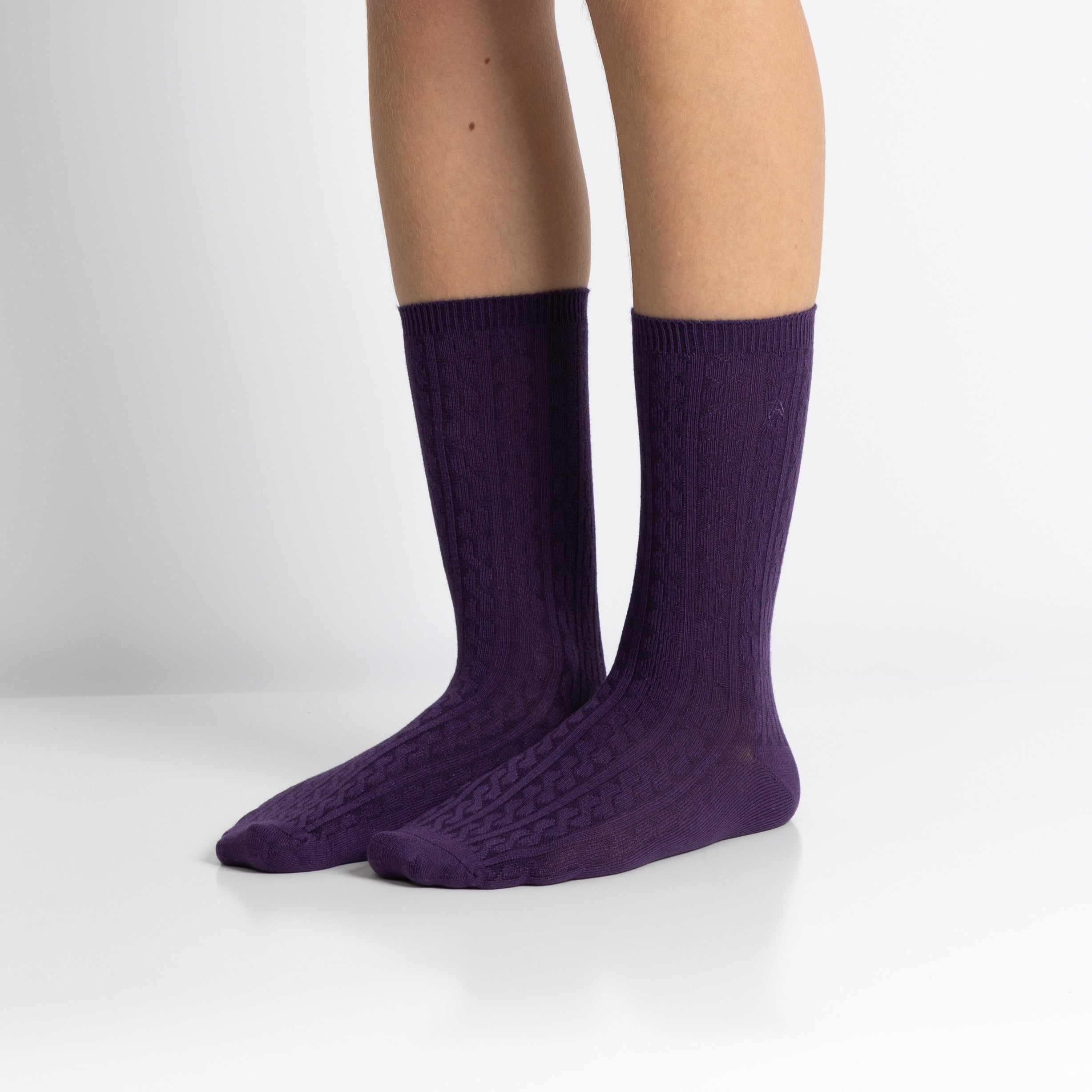 Meias clássicas caneladas para mulher, em fibra de bambu, multi cor rosa, amarelo e roxo. Meias frescas e suaves.