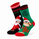 Calcetines de Navidad “Monkey Christmas” • Divertidos • Pack de 2 Pares • Infantil