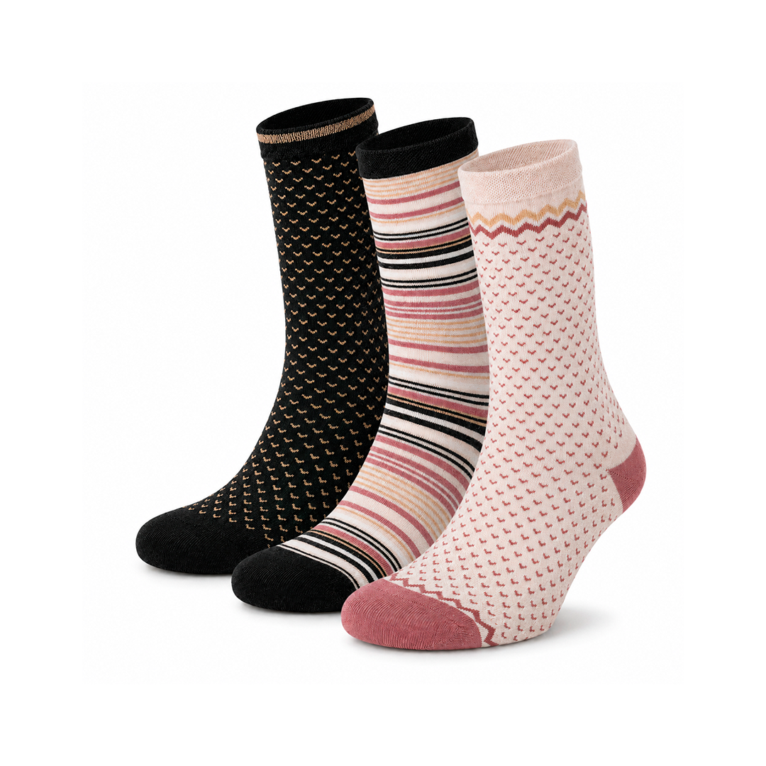 Calcetines “Bambú Trendy” • Tacto de Seda de Bambú • Pack 3 Pares • Rosa