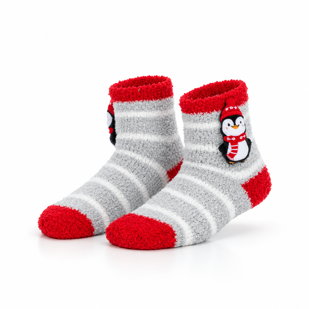 Calcetines de Navidad “Santa Penguin” • Antideslizantes con Pingüino 3D • Infantil