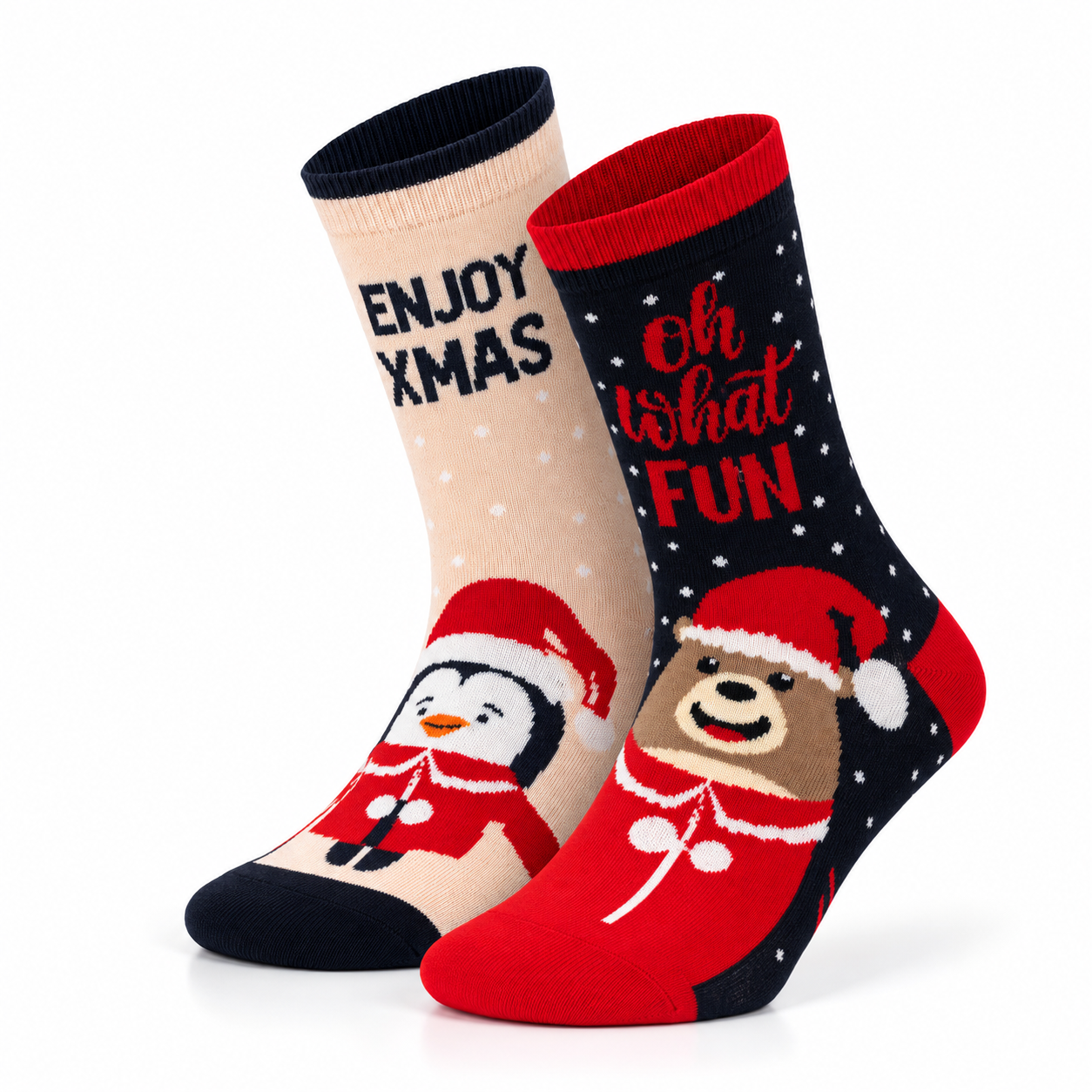 Meias de Natal “Beary Christmas” • Divertidas • Pack 2 Pares • Criança