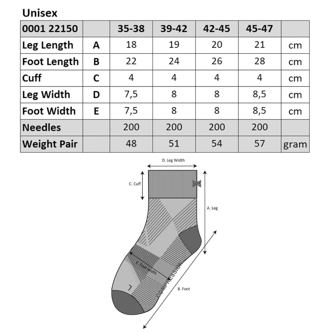 Pack 3 Pares Meias Desportivas Compressão Cano Curto