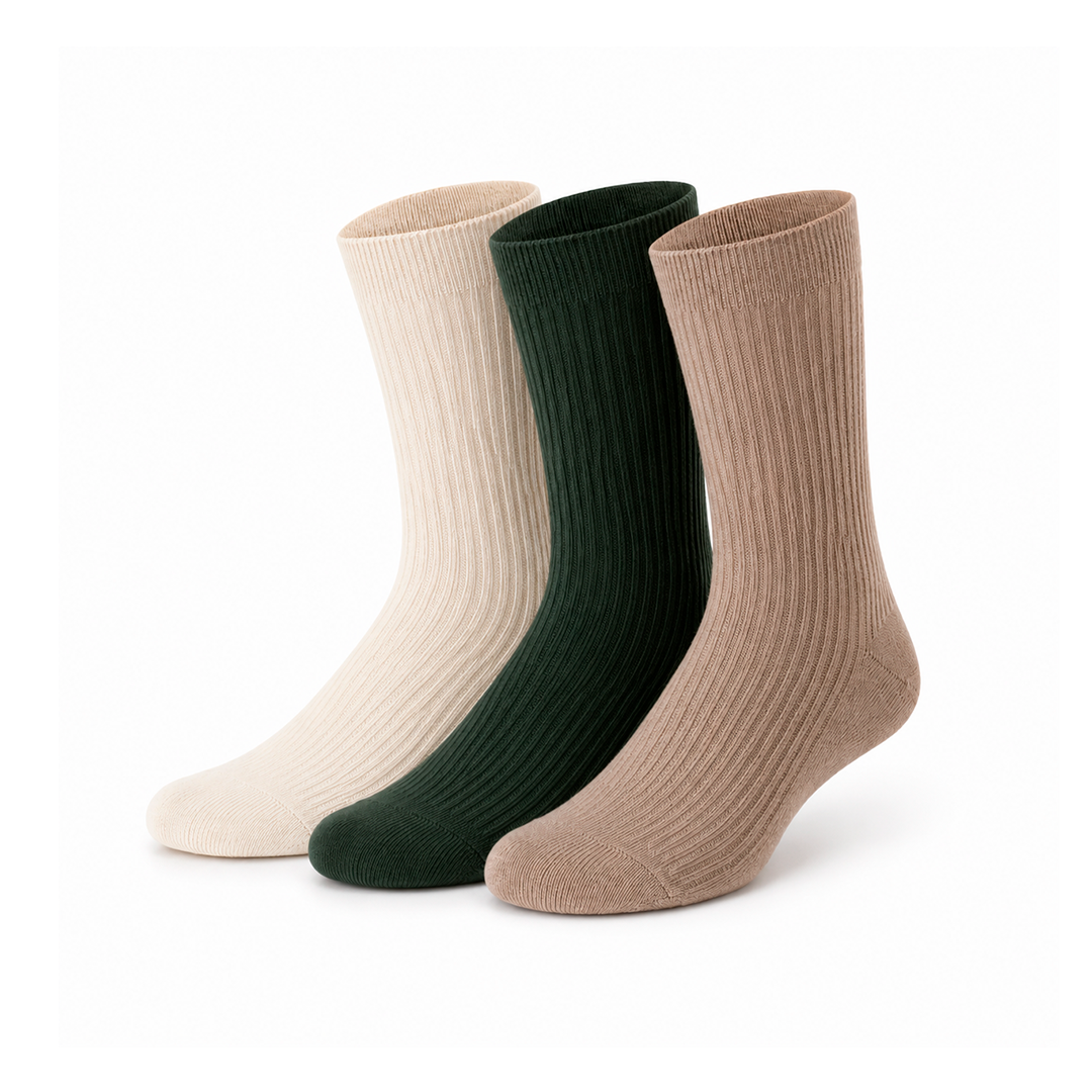 Pack de 3 pares de calcetines de canalé en fibra de bambú