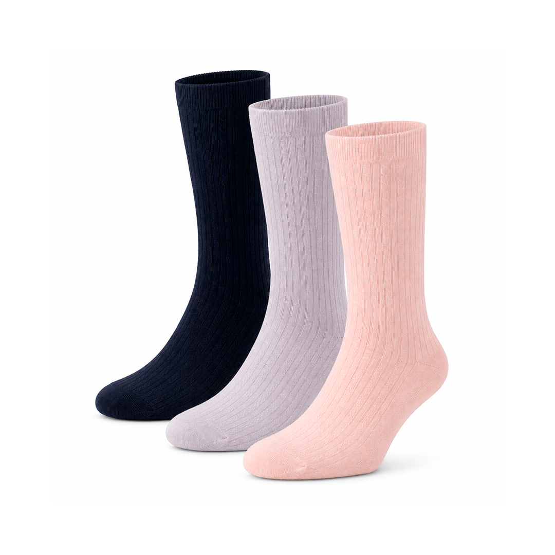 Pack de 3 Pares de Calcetines de Canalé de Bambu para Mujer