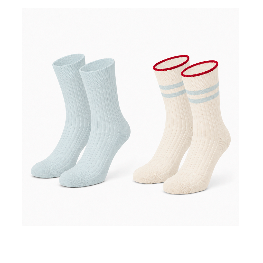 Pack de 2 Pares de Calcetines de Punto Acanalado con Rayas Azules