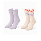 Pack de 2 Pares de Calcetines de Punto Acanalado con Rayas Lila