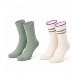 Pack de 2 Pares de Calcetines de Punto Acanalado con Rayas Verdes