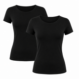 Camisetas Mujer "Bamboo Touch" • Confort Natural • Pack 2 • Negro