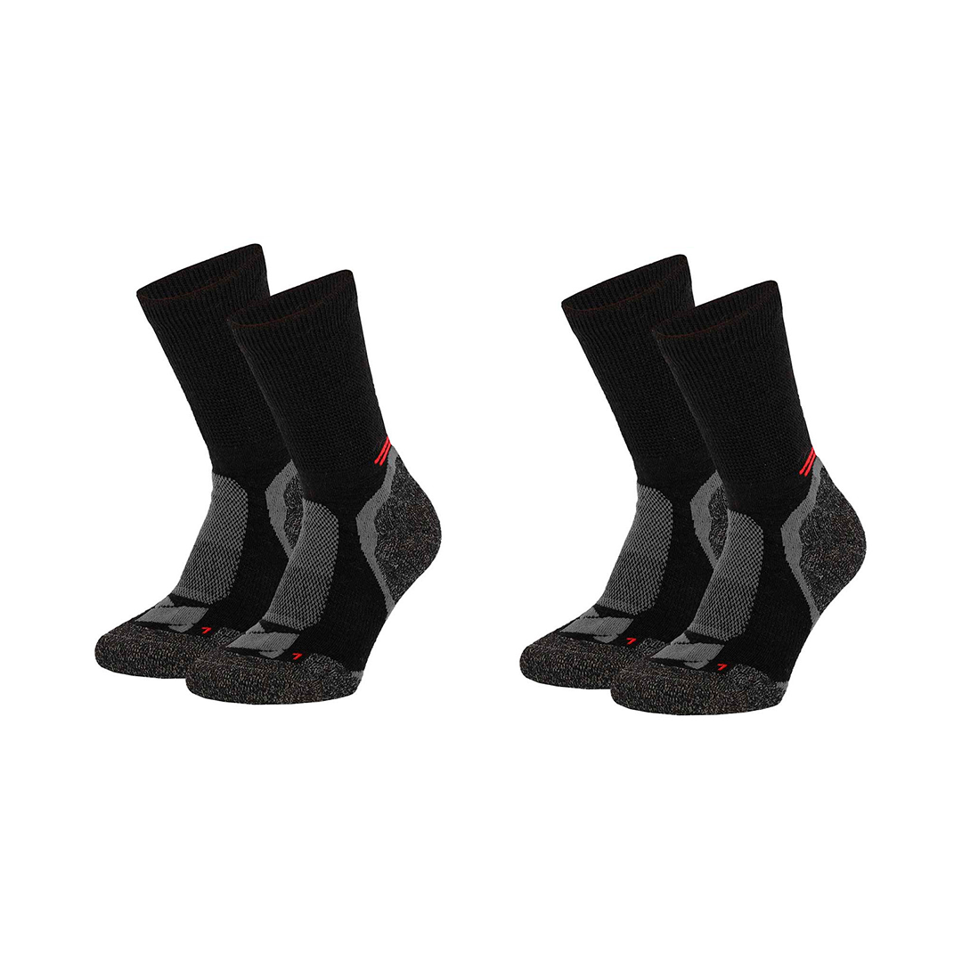 Calcetines Técnicos de Lana "Merino Trekking" • Termorregulación y Confort • Pack 2 Pares • Negro