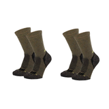 Calcetines Técnicos de Lana "Merino Trekking" • Termorregulación y Confort • Pack 2 Pares • Verde Militar